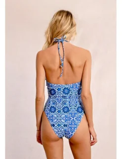 Bañador con estampado y aberturas