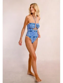 Bañador con estampado y aberturas