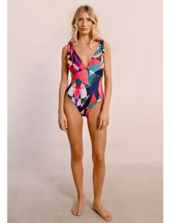 Bañador con estampado y lazada en los hombros