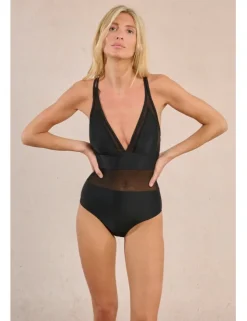 Bañador de doble tirante con transparencias