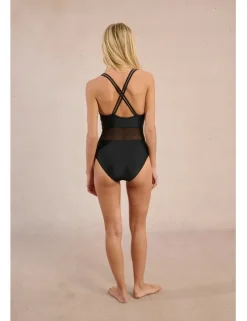 Bañador de doble tirante con transparencias