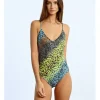 Bañador de tirantes con estampado y abertura