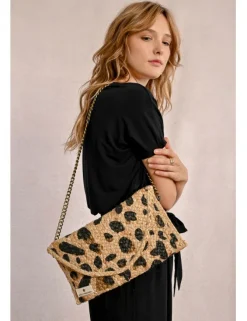 Bandolera de rafia estampado animal