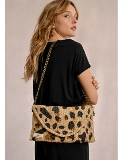Bandolera de rafia estampado animal