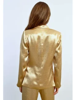 Blazer con cuello solapa en color metalizado