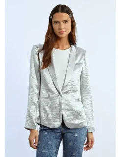 Blazer con cuello solapa en color metalizado