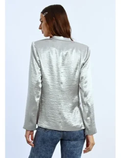 Blazer con cuello solapa en color metalizado