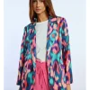 Blazer de manga larga con cuello solapa y estampado