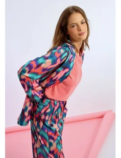 Blazer de manga larga con cuello solapa y estampado
