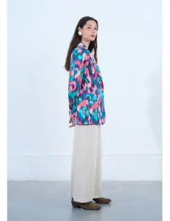 Blazer de manga larga con cuello solapa y estampado