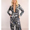 Blazer de manga larga cuello solapa y estampado