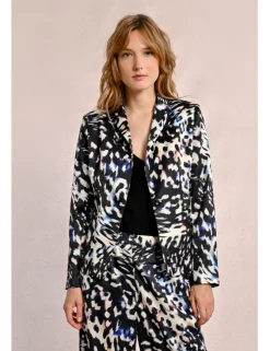 Blazer de manga larga cuello solapa y estampado