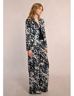 Blazer de manga larga cuello solapa y estampado
