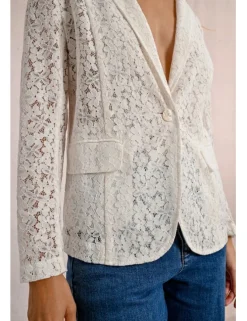 Blazer de manga larga detalle encaje
