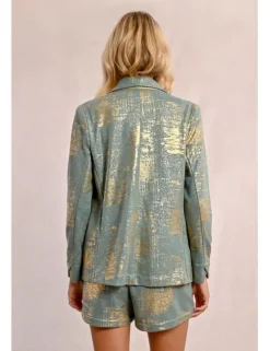 Blazer de manga larga en tejido brillante