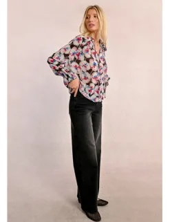 Blusa de manga larga con estampado y lazada