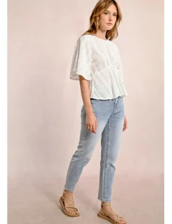 Blusa de manga mariposa calada