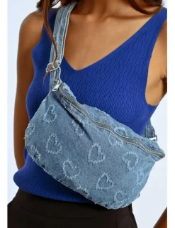Bolso - Riñonera vaquero detalle corazones
