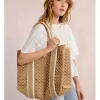 Bolso de rafia trenzada motivo rayas