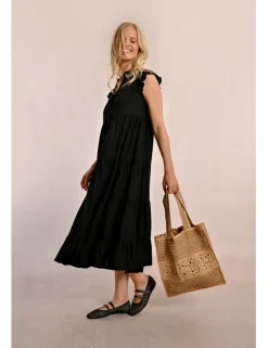 Bolso shopper de rafia detalle flores