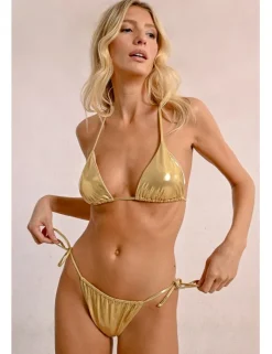Braguita de bikini con lazada en tejido brillante