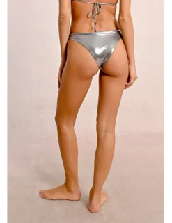Braguita de bikini de tiro alto en tejido metalizado