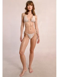 Braguita de bikini en tejido brillante con lazada