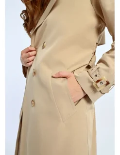 Cabardina midi con cuello solapa y lazada
