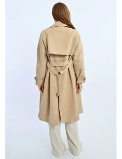 Cabardina midi con cuello solapa y lazada
