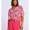 Camisa de manga corta con estampado y lazada