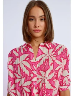 Camisa de manga corta con estampado y lazada
