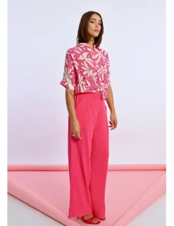 Camisa de manga corta con estampado y lazada