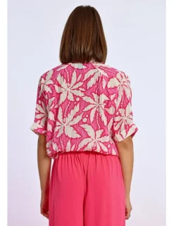 Camisa de manga corta con estampado y lazada