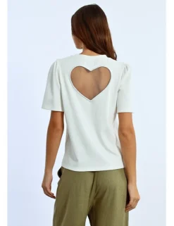 Camiseta de manga corta abertura corazon