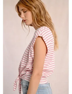 Camiseta de manga corta con estampado y lazada
