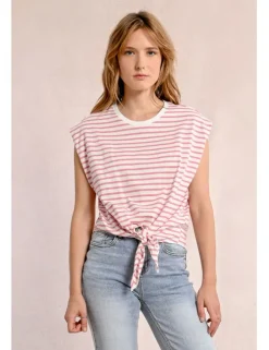 Camiseta de manga corta con estampado y lazada
