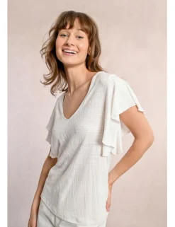 Camiseta de manga corta con volantes