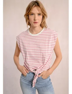 Camiseta de manga corta con estampado y lazada