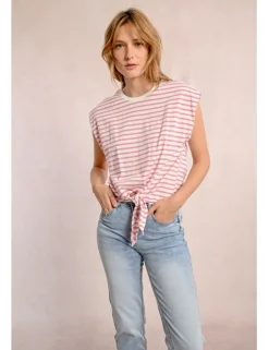 Camiseta de manga corta con estampado y lazada