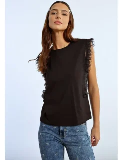 Camiseta de manga corta detalle volantes