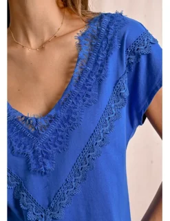Camiseta de manga corta detalle encaje