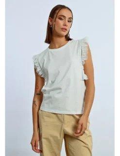 Camiseta de manga corta detalle volantes