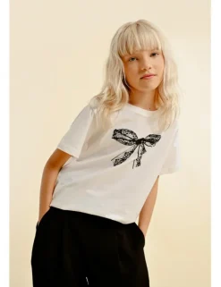 Camiseta de manga corta estampado lazo