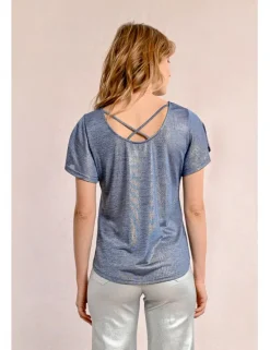 Camiseta de manga corta en tejido brillante