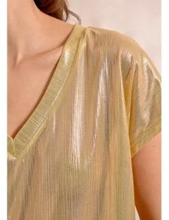 Camiseta de manga corta en tejido brillante