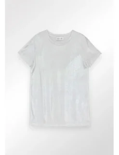 Camiseta de manga corta en tejido brillante