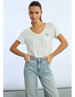 Camiseta de manga corta estampado corazón