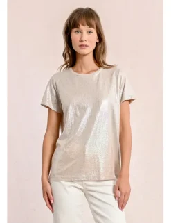 Camiseta de manga corta en tejido brillante