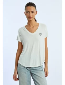 Camiseta de manga corta estampado corazón