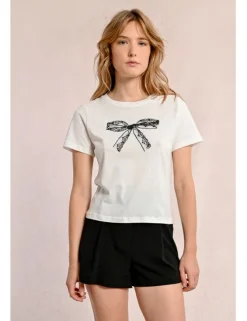 Camiseta de manga corta estampado lazo